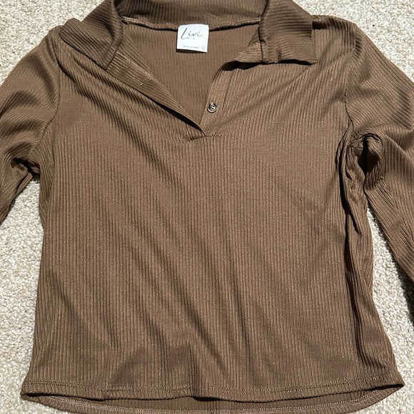 Olivia Rae Brown Button Down Shirt - Picture 2 of 4